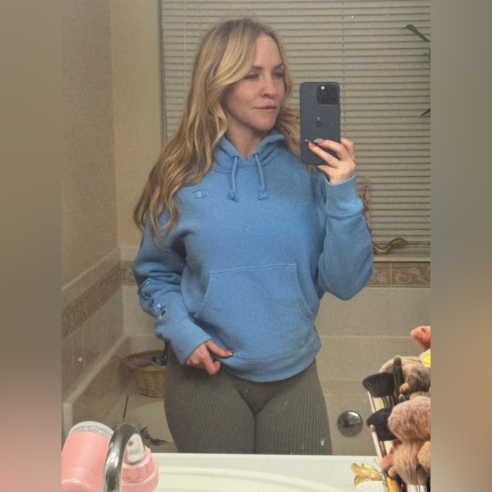 Champion Light Blue Pullover Hoodie with Kangaroo Pocket